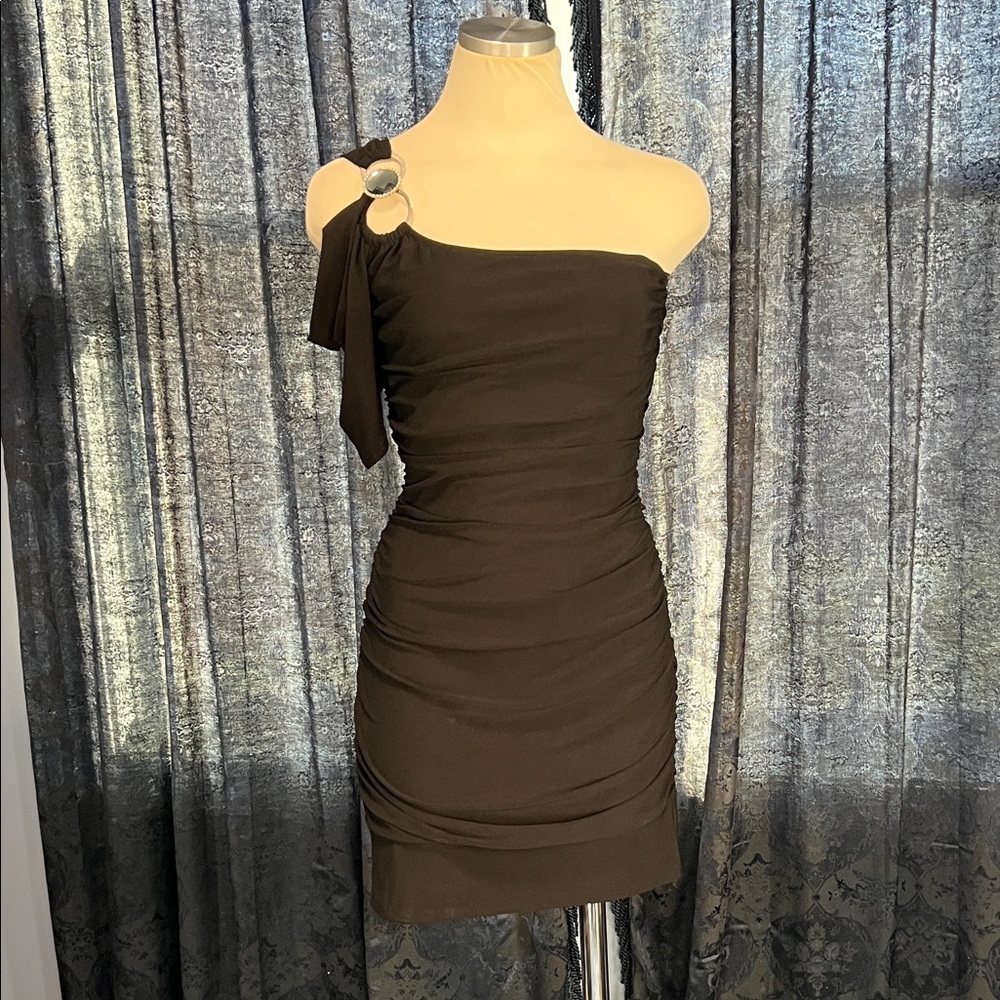 Throwback Elegant Black One-Shoulder Dress -Deb
